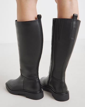 Berry Leather Knee High Riding Boots - Wide Fit (E) & Super Curvy Calf