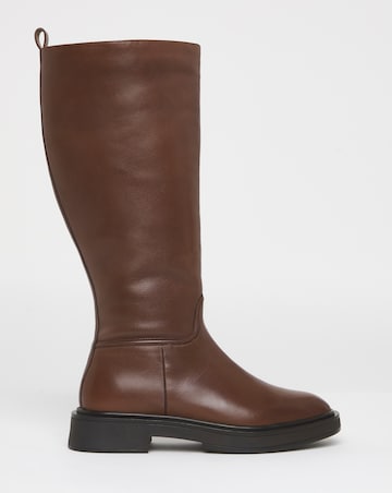 Berry Leather Knee High Riding Boots - Wide Fit (E) & Super Curvy Calf