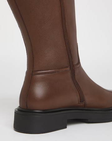 Berry Leather Knee High Riding Boots - Wide Fit (E) & Super Curvy Calf