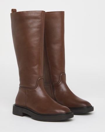 Berry Leather Knee High Riding Boots - Wide Fit (E) & Super Curvy Calf
