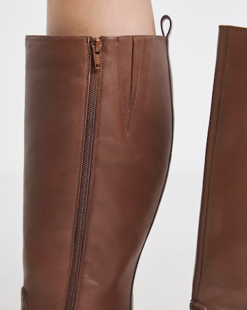 Berry Leather Knee High Riding Boots - Wide Fit (E) & Super Curvy Calf