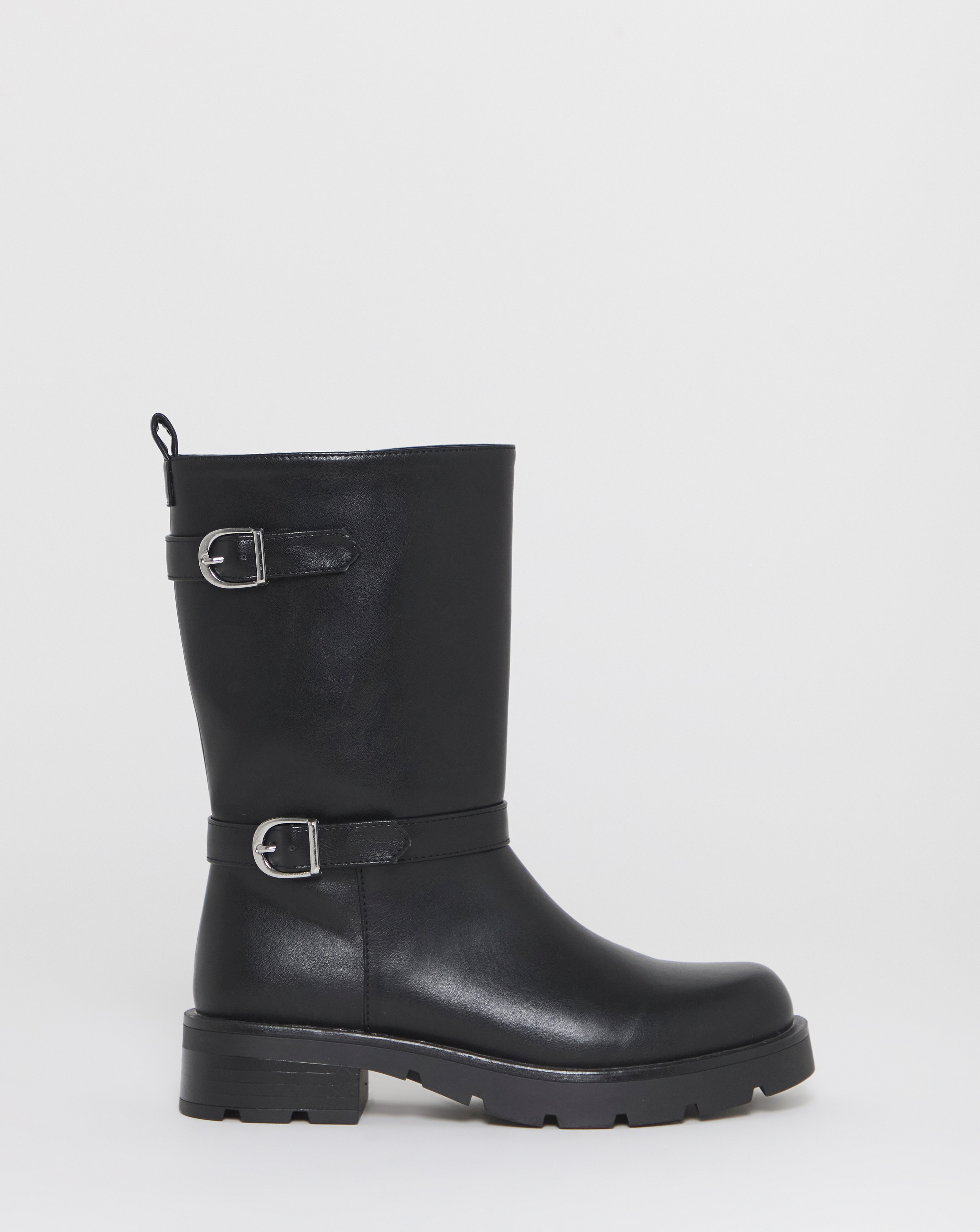 Strap Biker Boots Wide