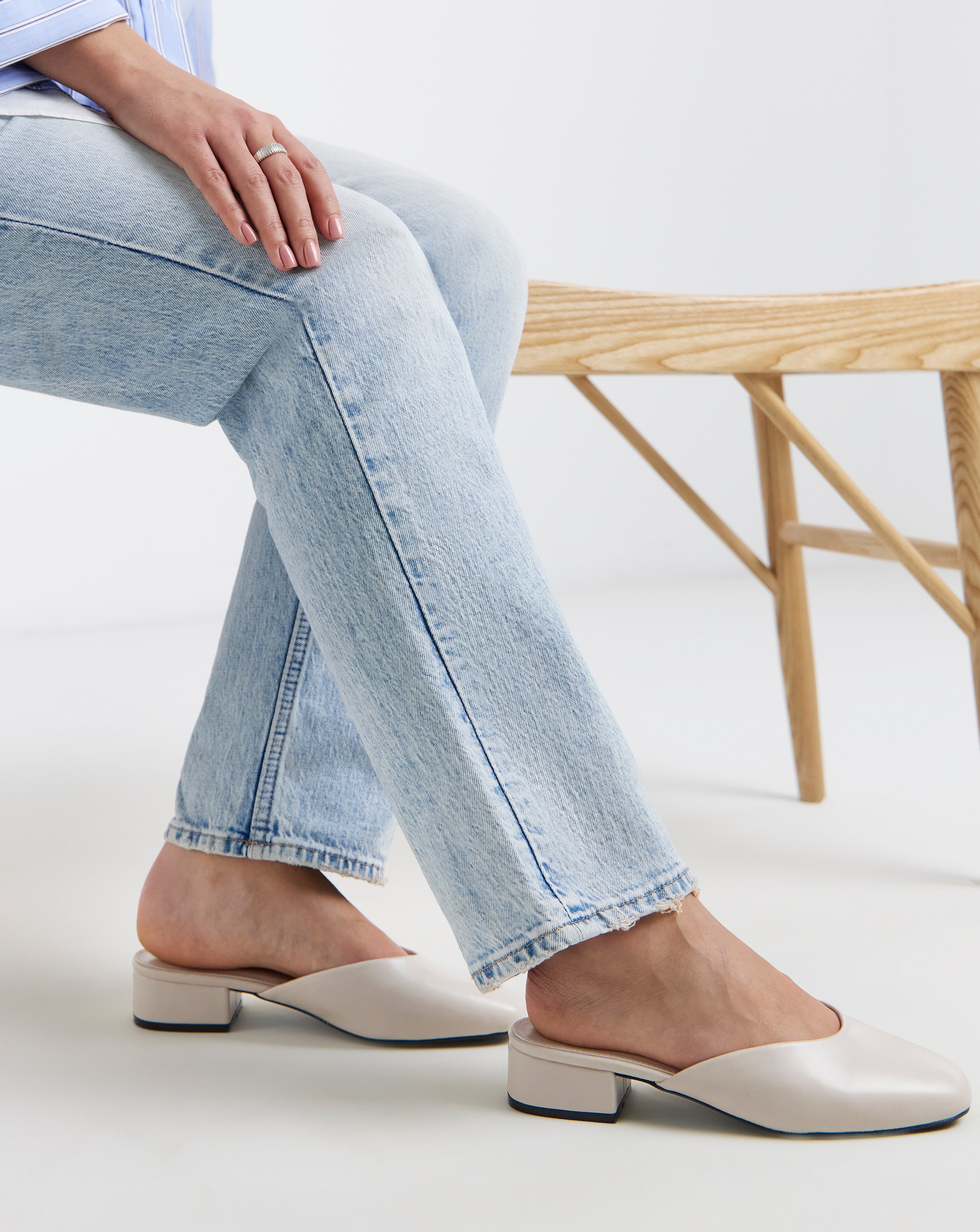 New In - Lisa Block Heel Mules Wide Fit