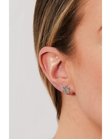 Simply Silver Sterling Silver 925 Paw Print Stud Earrings