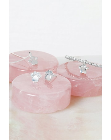 Simply Silver Sterling Silver 925 Paw Print Stud Earrings