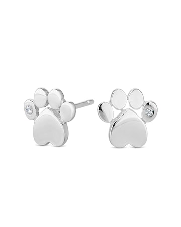 Simply Silver Sterling Silver 925 Paw Print Stud Earrings