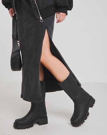 Peyton Chunky Biker Boots - Wide Fit (E) & Curvy Calf