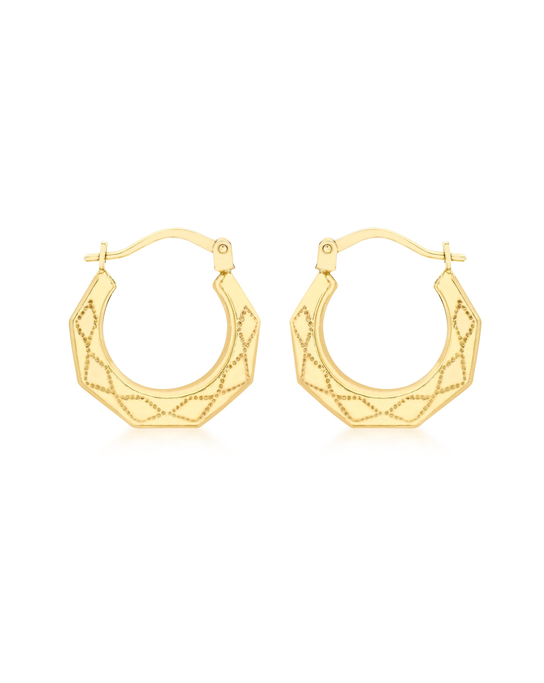 9Ct Gold Patterned Creole Earrings