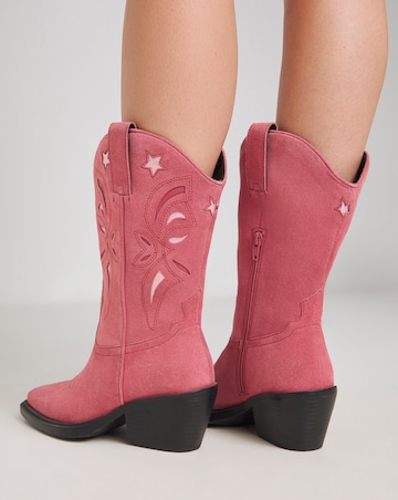 Rowan Suede Cut Out Detail Western Boots - Wide Fit (E) & Standard Calf
