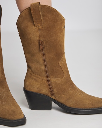 Rowan Suede Cut Out Detail Western Boots - Extra Wide Fit (EEE) & Standard Calf
