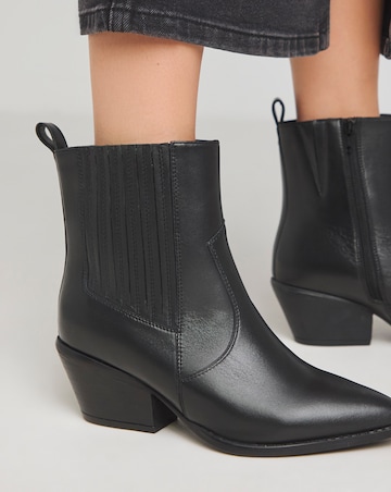 Katya Leather Pointed Chelsea Western Ankle Boots Extra Wide EEE Fit