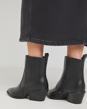 Katya Leather Pointed Chelsea Western Ankle Boots Extra Wide EEE Fit