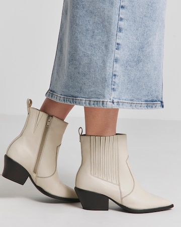 Katya Leather Pointed Chelsea Western Ankle Boots - Wide Fit (E)