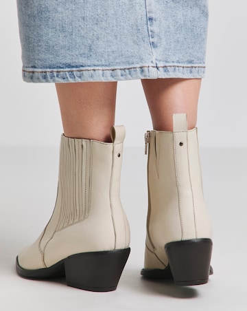 Katya Leather Pointed Chelsea Western Ankle Boots - Wide Fit (E)