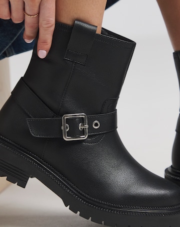 Vada Classic Multi Buckle Biker Boots - Wide Fit (E)