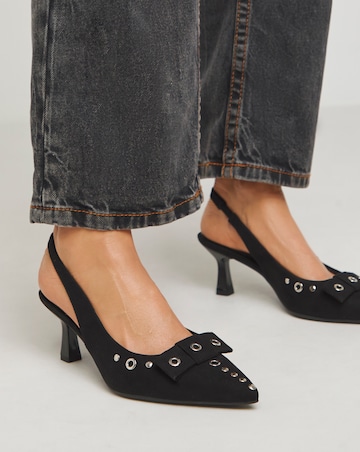 Delia Eyelet Detail Slingback Pointed Court Shoes - Extra Wide Fit (EEE)