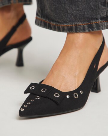 Delia Eyelet Detail Slingback Pointed Court Shoes - Extra Wide Fit (EEE)