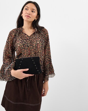 Accessorize Stud Suede Clutch Bag