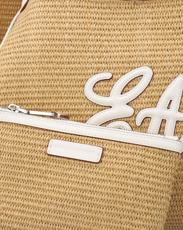 Emporio Armani Woven Straw Medium Natural White Shopper Bag