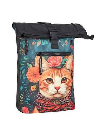 New Rebels Catface PU Rolltop Laptop (15.6") Backpack