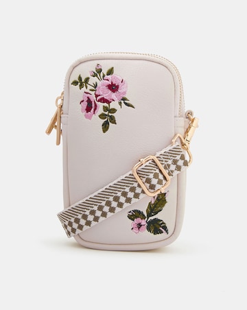 Accessorize Floral Embroidered Phone Bag