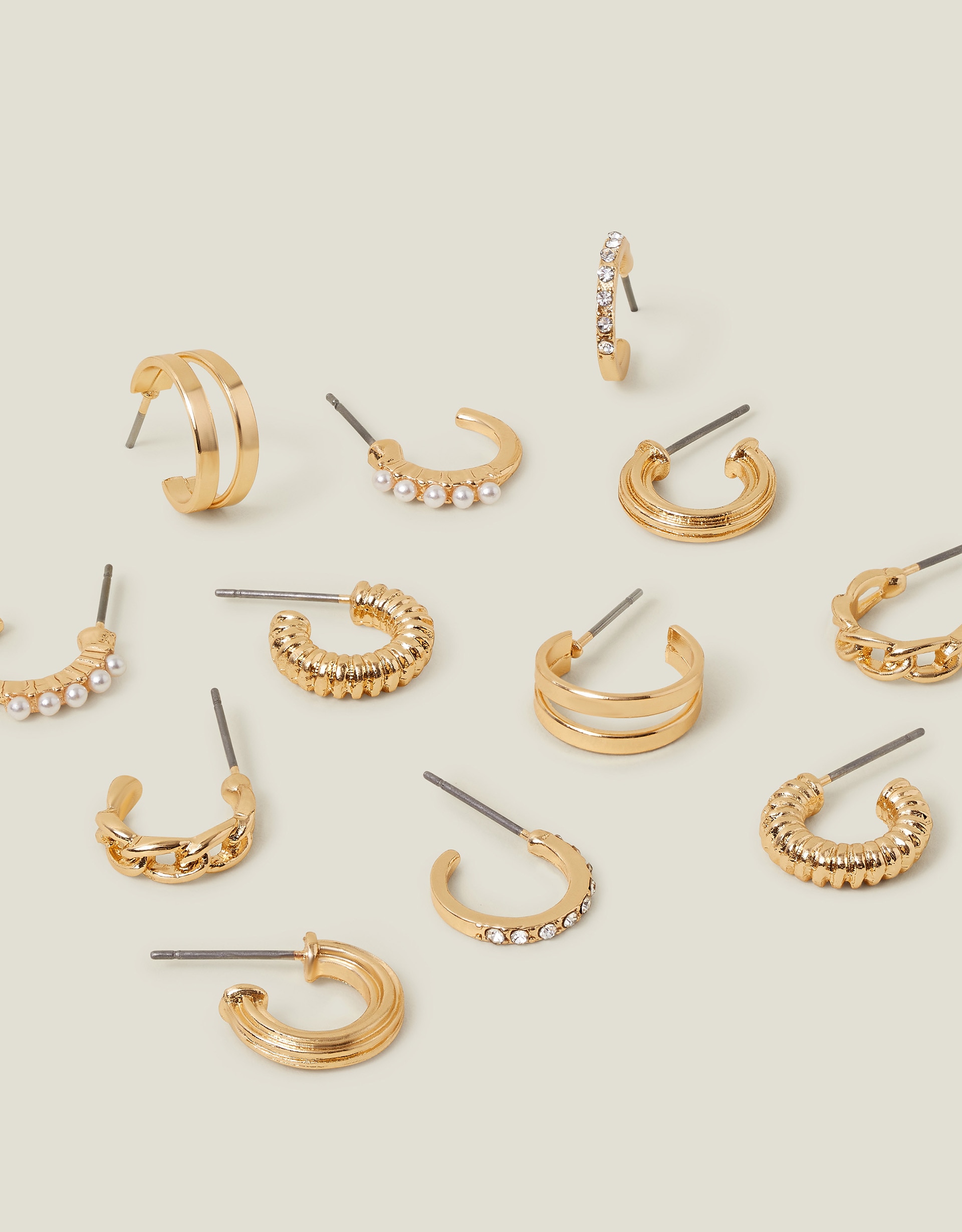 New In - Accessorize 6-Pack Textured Hoops