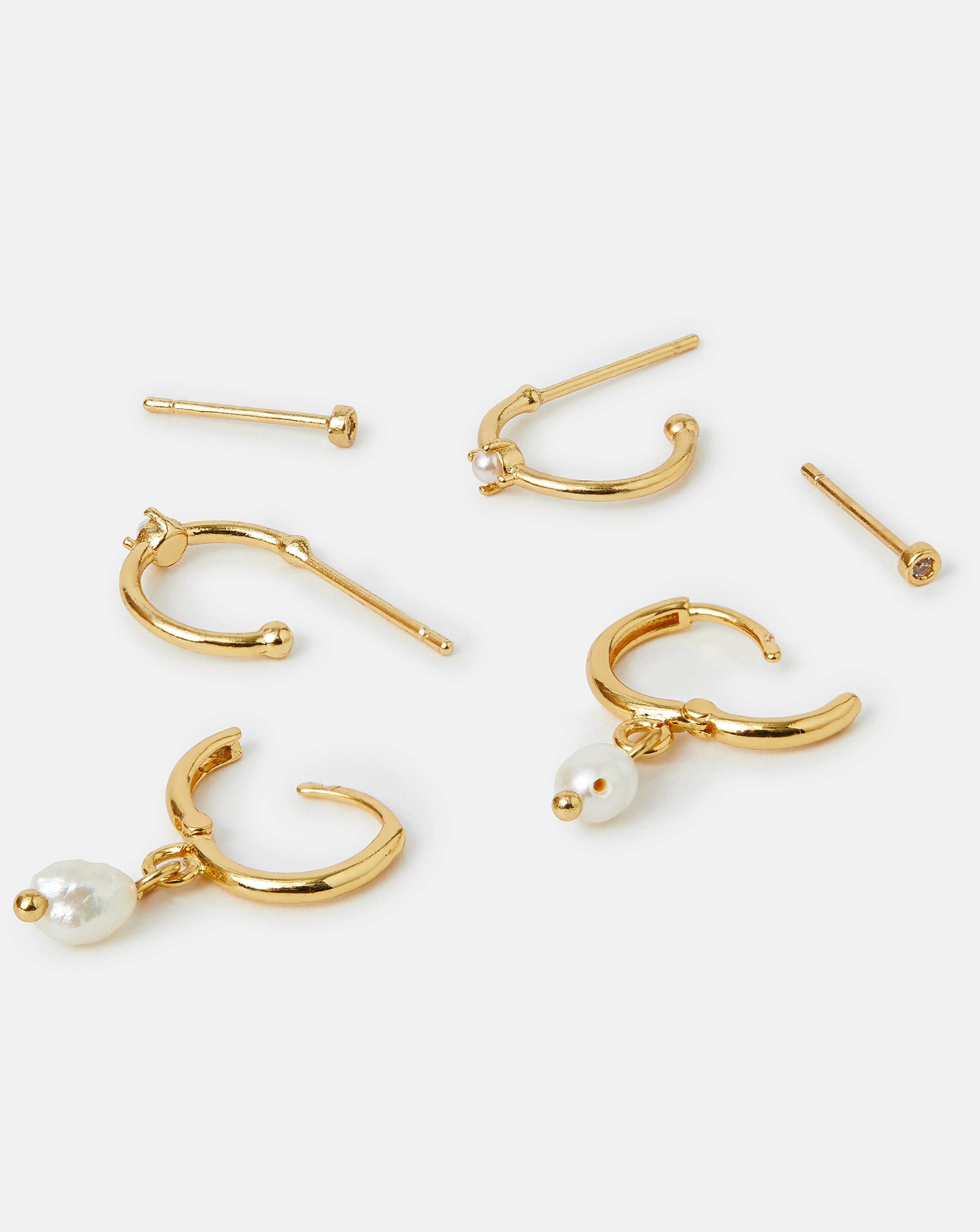 New In - Accessorize 14ct Gold-Plated Stud Hoops
