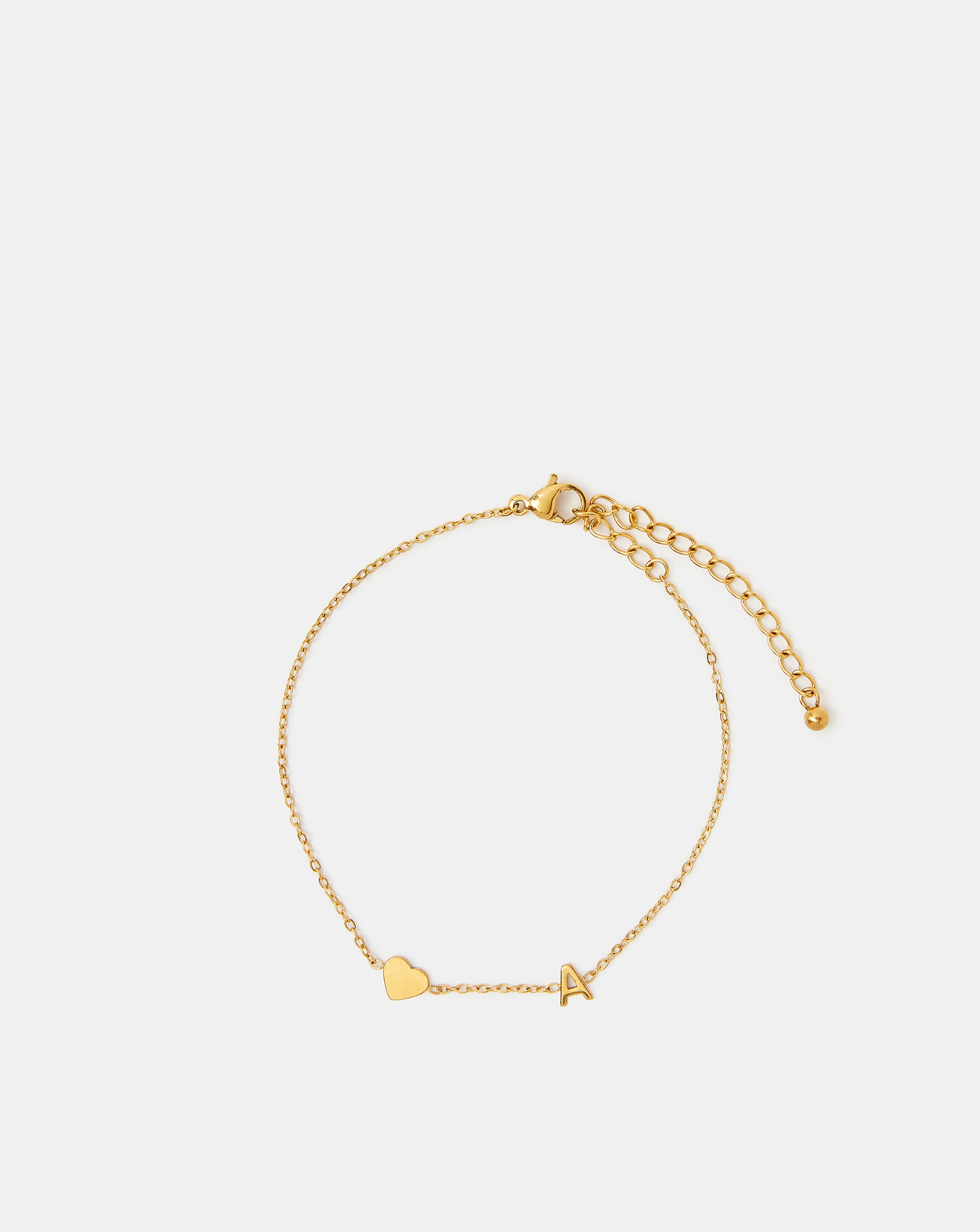 New In - Accessorize SS Heart Initial Bracelet