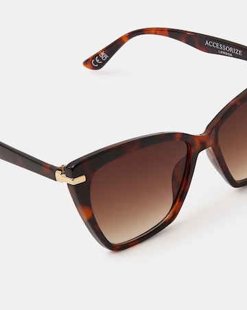 Accessorize Tort Arm Cateye Sunglasses