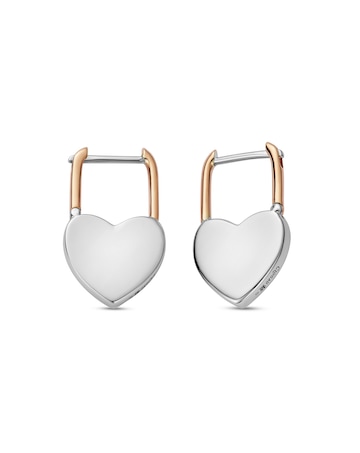 Cariad Sterling Silver Padlock Hoop Earrings