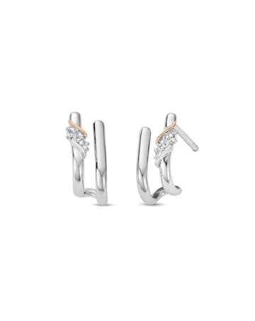 Past Present Future Sterling Silver Curve Stud Earrings with Topaz