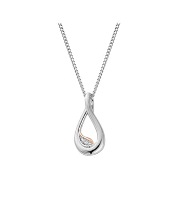 Past Present Future Sterling Silver Twist Pendant with Topaz