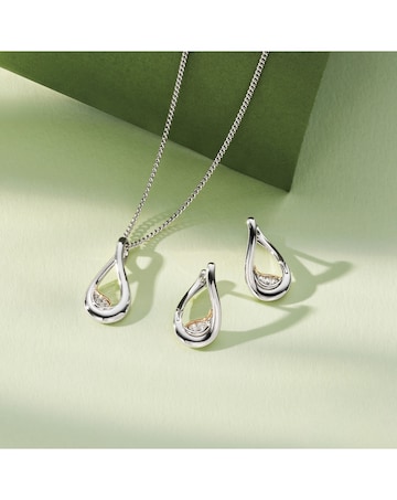 Past Present Future Sterling Silver Twist Pendant with Topaz