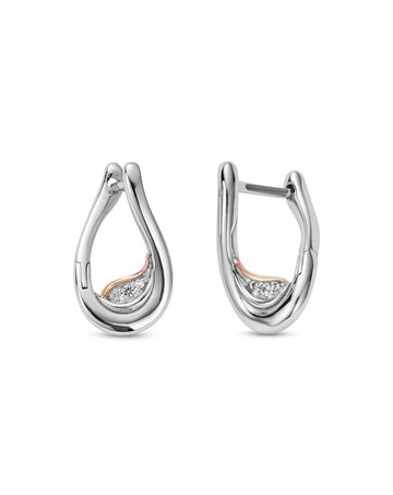 Past Present Future Sterling Silver Twist Hoop Earrings with Topaz