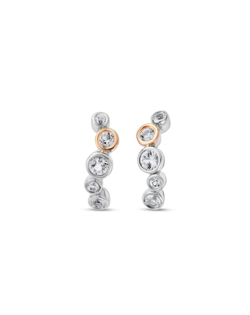 Clogau Celebration Sterling Silver Curved Stud Earrings with Topaz