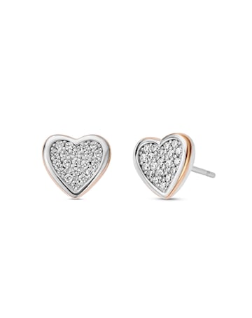 Forever Yours Sterling Silver Love Heart Earrings with Swarovski Zirconia