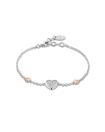 Forever Yours Sterling Silver Love Heart Bracelet with Swarovski Zirconia