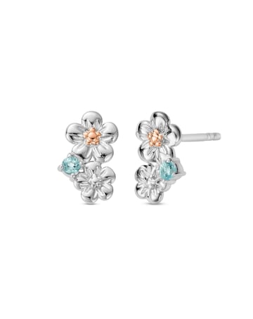 Nature's Wonder Sterling Silver Forget-Me-Not Stud Earrings with Blue Topaz