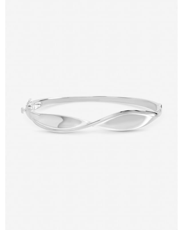 Inicio Sterling Silver Plated Polished Wave Bangle - Gift Pouch