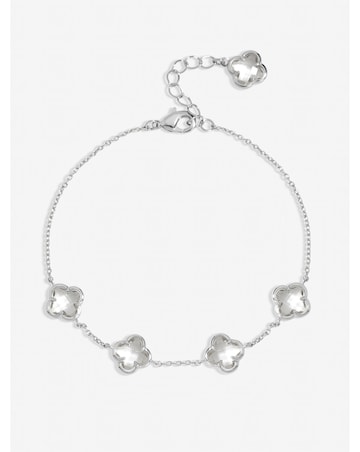 Inicio Sterling Silver Plated Crystal Clover Bracelet - Gift Pouch