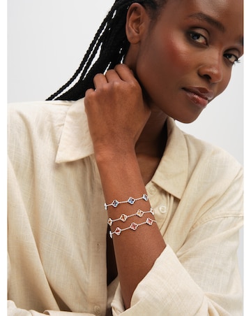 Inicio Sterling Silver Plated Crystal Clover Bracelet - Gift Pouch