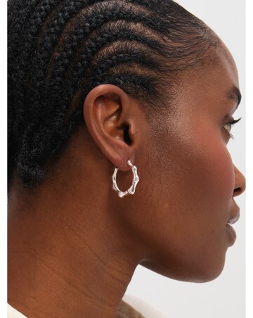 Inicio Sterling Silver Plated Polished Bamboo Hoops