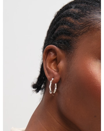 Inicio Sterling Silver Plated Polished Bamboo Hoops