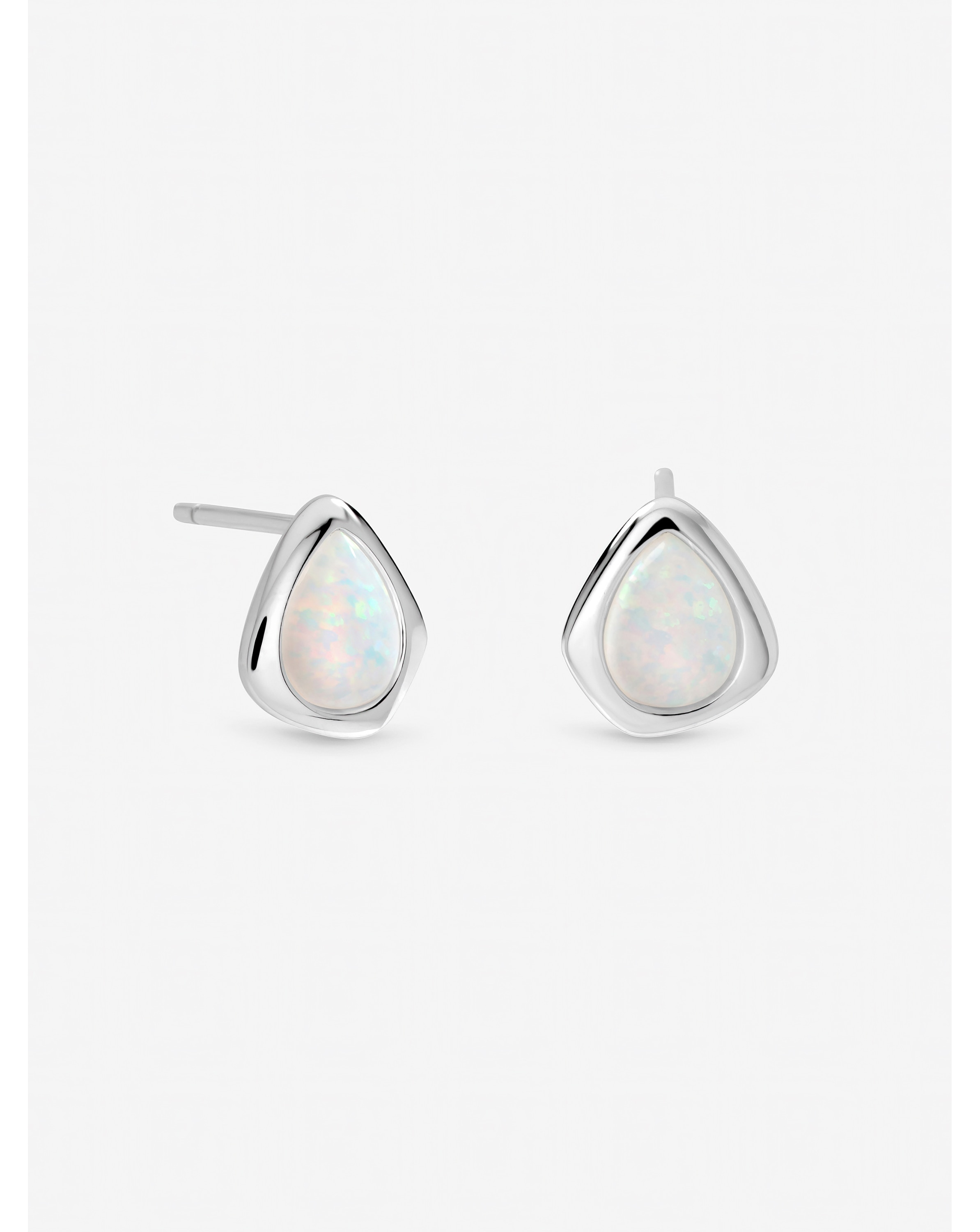 New In - Sterling Silver Plated Opal Studs