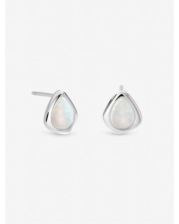 Inicio Sterling Silver Plated Opal Polished Stud Earrings