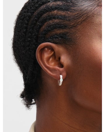 Inicio Sterling Silver Plated Opal Huggie Hoops