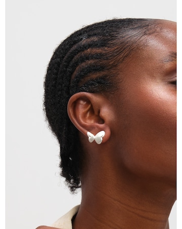 Inicio Sterling Silver Plated Satin Butterfly Earrings