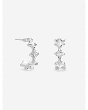 Inicio Sterling Silver Plated Celestial Star Hoop Earrings