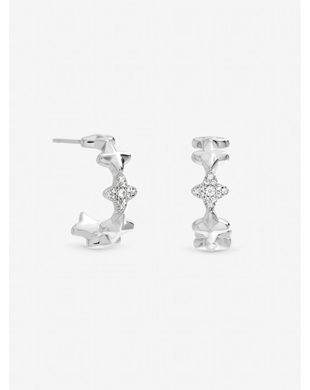 Inicio Sterling Silver Plated Celestial Star Hoop Earrings
