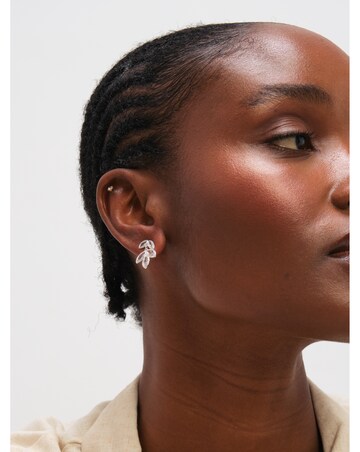 Inicio Sterling Silver Plated Crystal Floral Drop Earrings